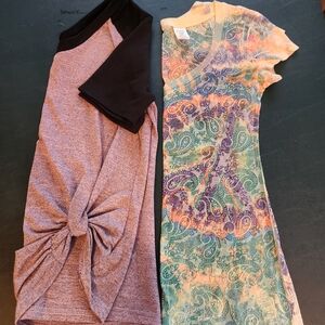 Black and Gray Knot Top and Paisley Dress